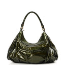 Gucci Abbey D-Ring Olive Green Patent Leather Hobo Bag