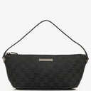 Gucci Baguette Pochette Boat Black GG Monogram Bag