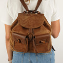 Gucci Bamboo Backpack Brown Suede And Leather