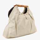 Gucci Bamboo Handle Large Neutral Calfskin Studded Tote Bag