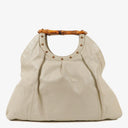 Gucci Bamboo Handle Large Neutral Calfskin Studded Tote Bag