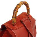 Gucci Bamboo Red Suede And Leather Backpack