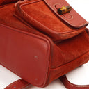 Gucci Bamboo Red Suede And Leather Backpack