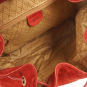 Gucci Bamboo Red Suede And Leather Backpack