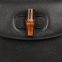 Gucci Bamboo Top Handle Black Leather Bag