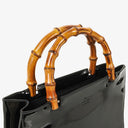 Gucci Bamboo Top Handle Black Patent Leahter Bag
