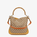 Gucci Bamboo Top Handle GG Canvas and Leather Hobo Bag