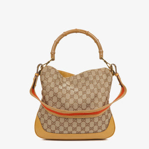 Sac hobo Gucci Bamboo à poignée supérieure en toile GG et cuir