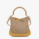 Gucci Bamboo Top Handle GG Canvas and Leather Hobo Bag