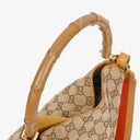Gucci Bamboo Top Handle GG Canvas and Leather Hobo Bag