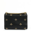 Gucci Bee Star Small Black Grained Calfskin Padlock Shoulder Bag