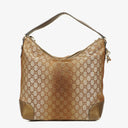 Gucci Beige Metallic Monogram GG Canvas Heart-Bit Hobo Bag
