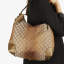Gucci Beige Metallic Monogram GG Canvas Heart-Bit Hobo Bag