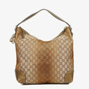 Gucci Beige Metallic Monogram GG Canvas Heart-Bit Hobo Bag