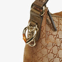Gucci Beige Metallic Monogram GG Canvas Heart-Bit Hobo Bag