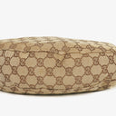 Gucci Beige/Ebony GG Canvas Green Metallic Bamboo Ring Hobo Bag