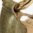 Gucci Beige/Ebony GG Canvas Green Metallic Bamboo Ring Hobo Bag