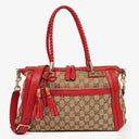 Gucci Beige/Red Bella GG Canvas Top Handle Bag