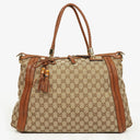 Gucci Bella Monogram Canvas Braided Handles Satchel Tote Bag