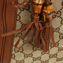Gucci Bella Monogram Canvas Braided Handles Satchel Tote Bag
