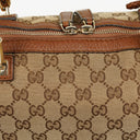 Gucci Bella Monogram Canvas Braided Handles Satchel Tote Bag