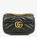 Gucci Black Calfskin Matelasse GG Marmont 2.0 Coin Purse On A Chain