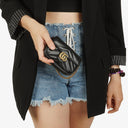 Gucci Black Calfskin Matelasse GG Marmont 2.0 Coin Purse On A Chain