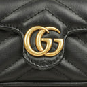 Gucci Black Calfskin Matelasse GG Marmont 2.0 Coin Purse On A Chain