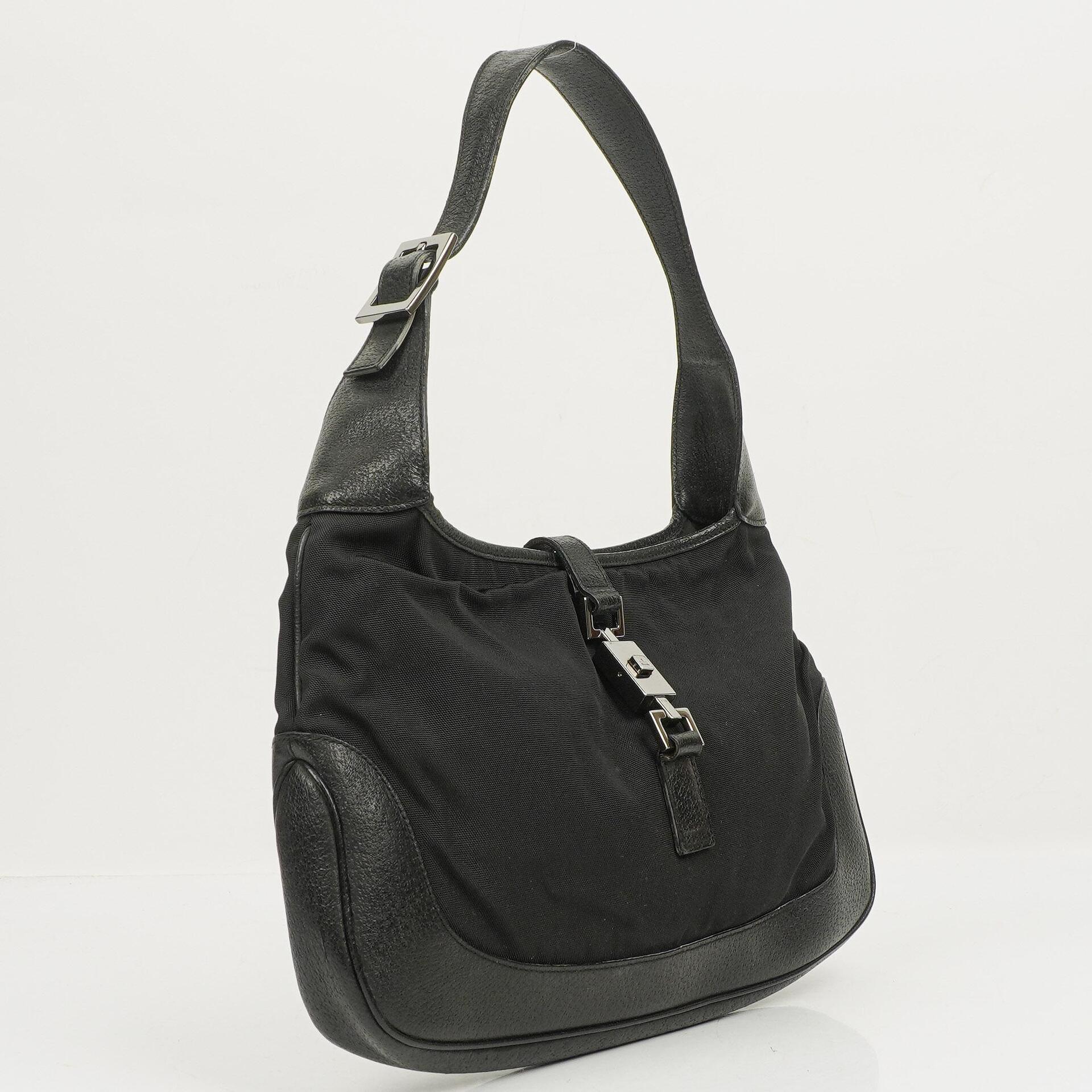 Gucci Black Canvas And Leather Jackie Medium Vintage Shoulder Bag