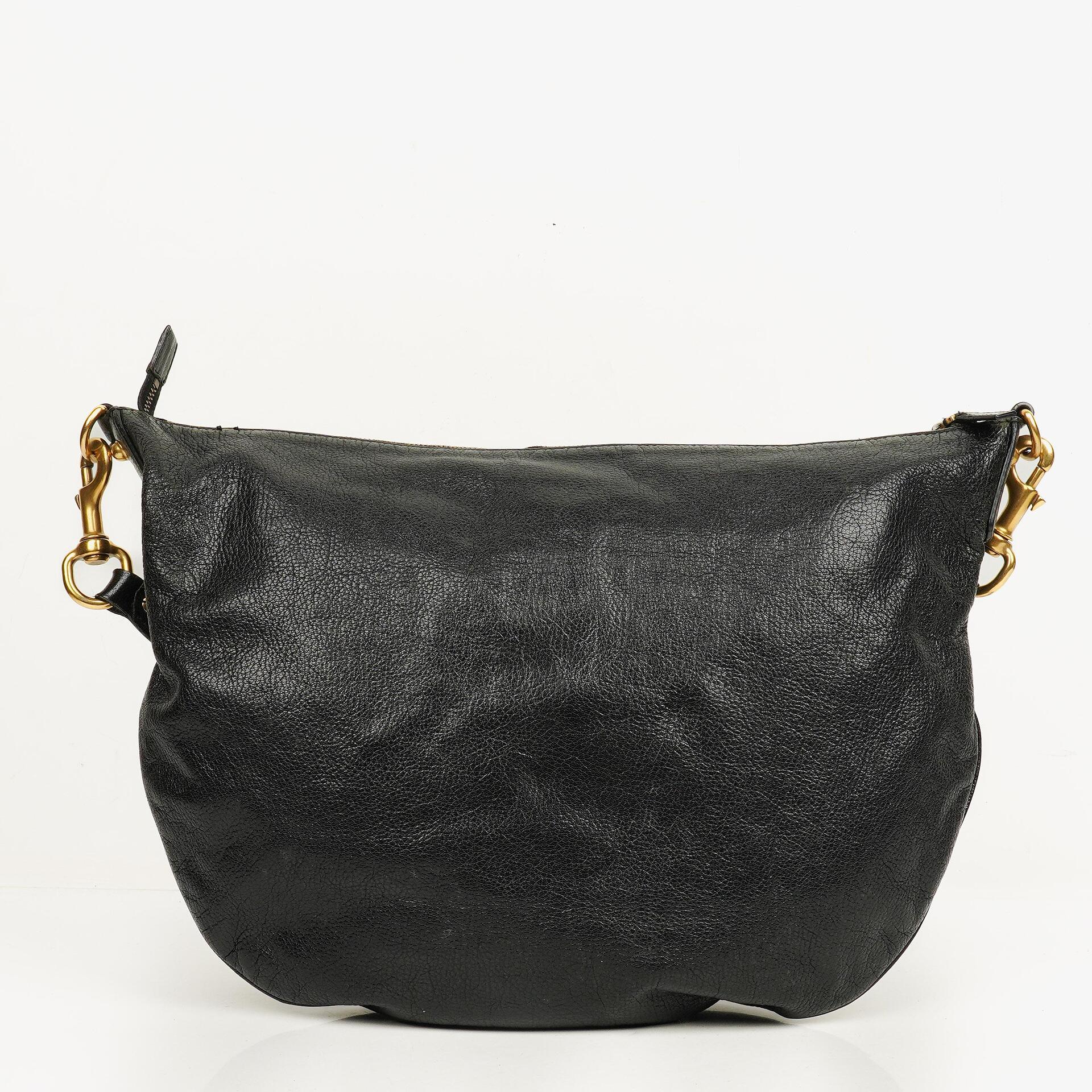 Gucci Black Leather GG Logo Blondie Shoulder Bag