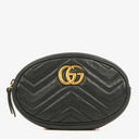Gucci Black Leather GG Marmont Belt Bag