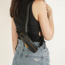 Gucci Black Leather GG Marmont Belt Bag