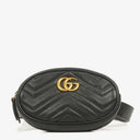 Gucci Black Leather GG Marmont Belt Bag