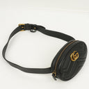 Gucci Black Leather GG Marmont Belt Bag