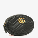 Gucci Black Leather GG Marmont Belt Bag