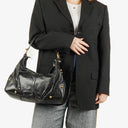 Gucci Black Leather Medium Jockey Hobo Bag