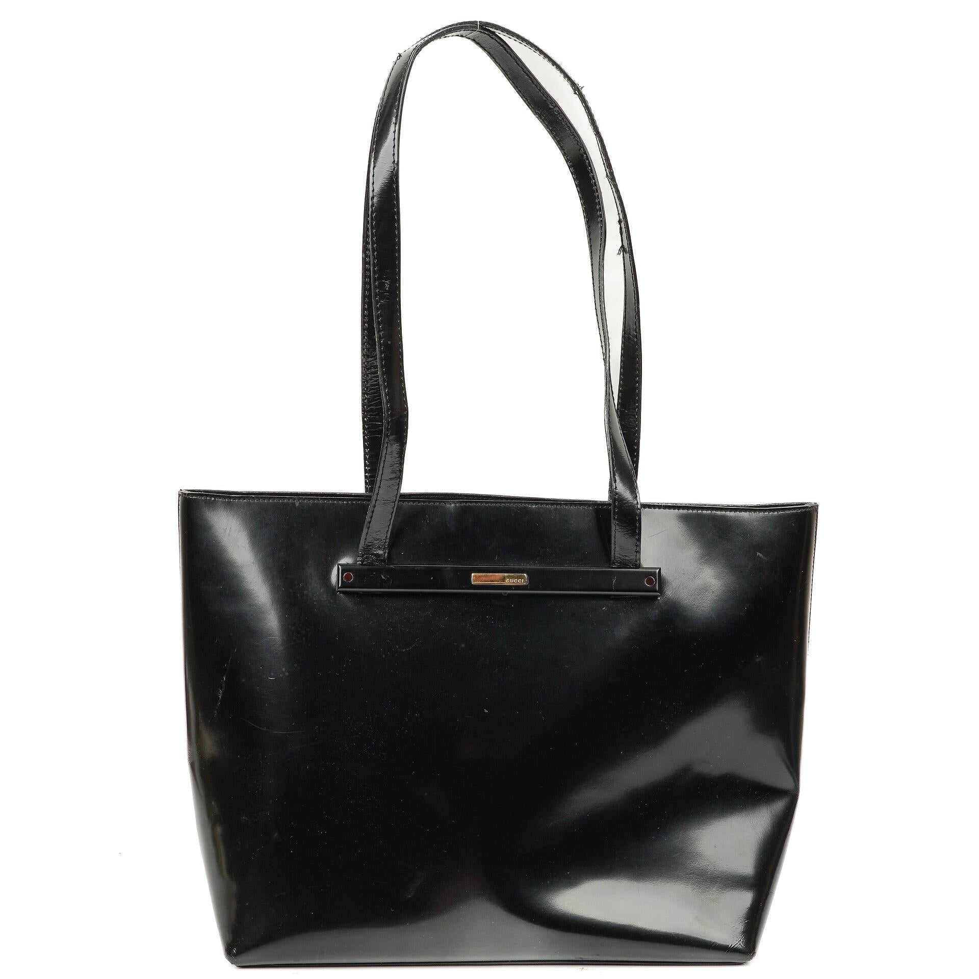 Gucci Black Leather Tote Bag