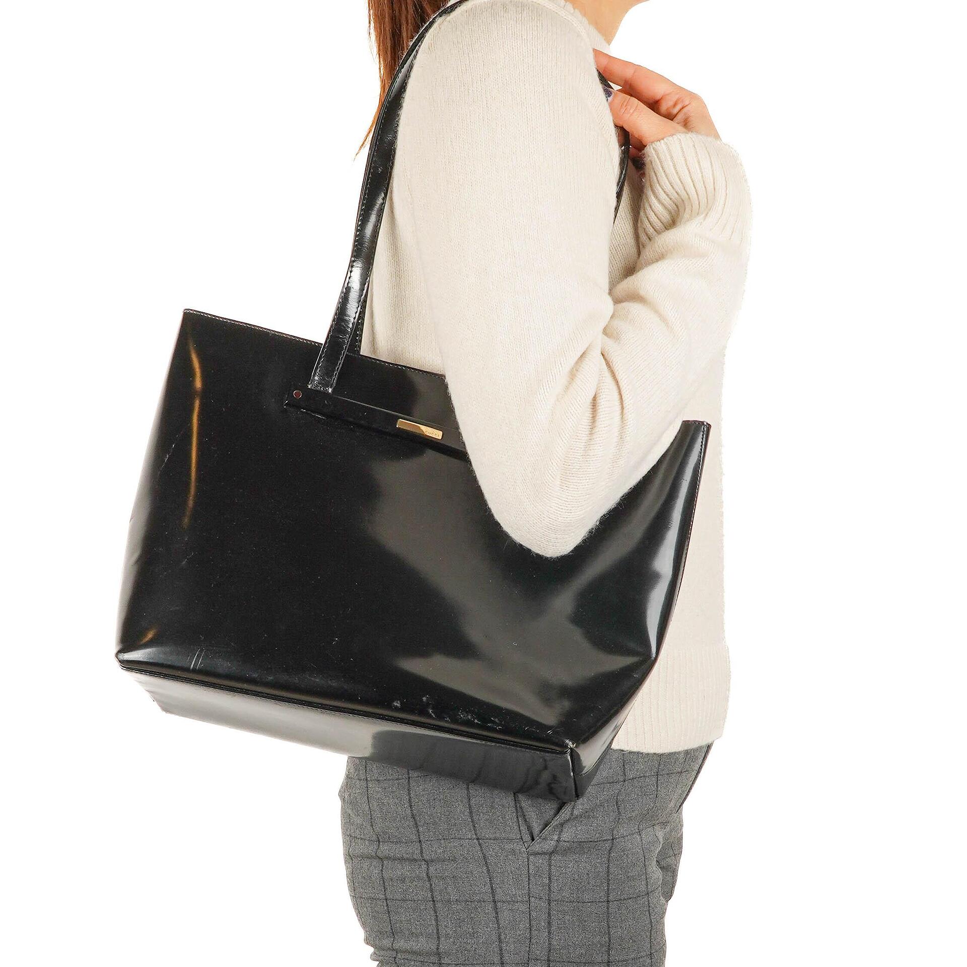 Gucci Black Leather Tote Bag
