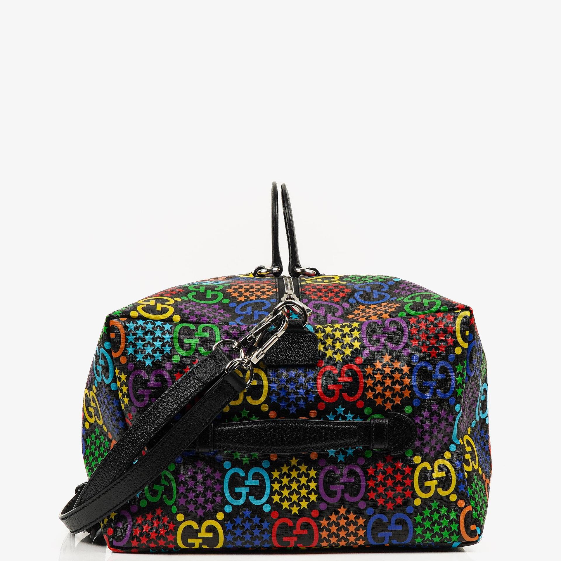 Gucci Black Multicolor GG Supreme Monogram Canvas Psychedelic Duffle Backpack