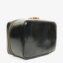 Gucci Black Patent Leather Bamboo Vanity Bag