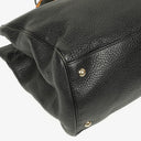 Gucci Black Pebbled Leather Bamboo Shopper Top Handle Large Tote Bag