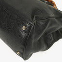 Gucci Black Pebbled Leather Bamboo Shopper Top Handle Large Tote Bag