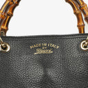 Gucci Black Pebbled Leather Bamboo Shopper Top Handle Large Tote Bag