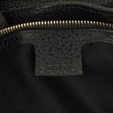 Gucci Black Pebbled Leather Bamboo Shopper Top Handle Large Tote Bag