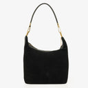 Gucci Black Suede And Leather Shoulder Hobo Bag