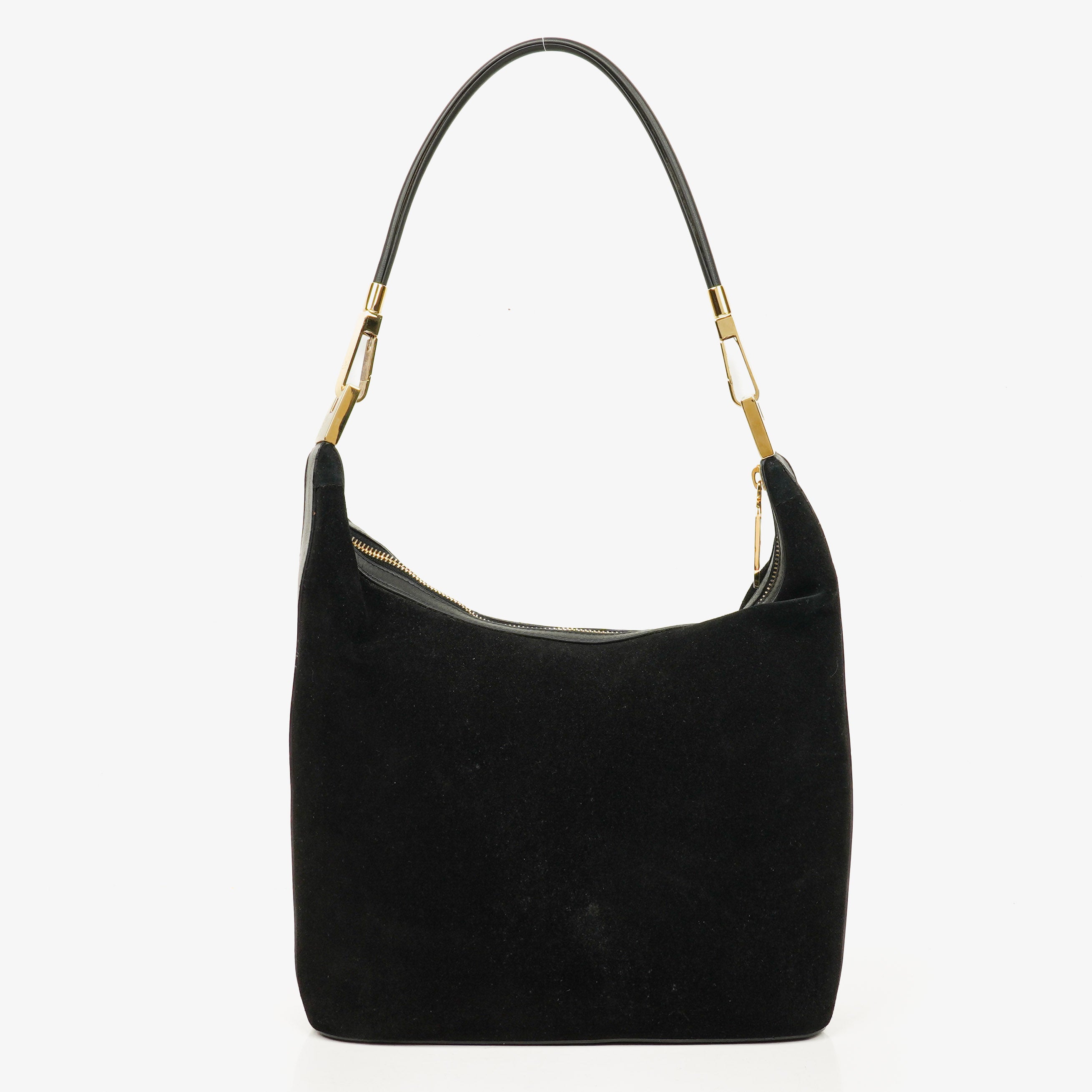 Gucci Black Suede And Leather Shoulder Hobo Bag