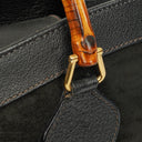 Gucci Black Vintage Suede And Leather Diana Bamboo Tote