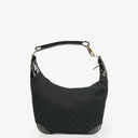 Gucci Black/Navy GG Canvas Braided Handle Ring Hobo Bag