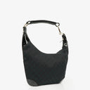 Gucci Black/Navy GG Canvas Braided Handle Ring Hobo Bag