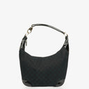 Gucci Black/Navy GG Canvas Braided Handle Ring Hobo Bag